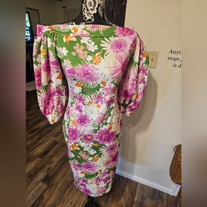 Floral Green and Pink Women's Dress